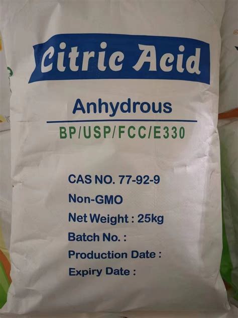 Citric Acid Anhydrous E Fcc Bp Usp China Citric Acid Anhydrous And Caa