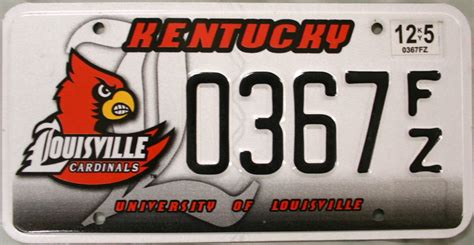 2012 Kentucky University Of Louisville License Plate 0367 Fz