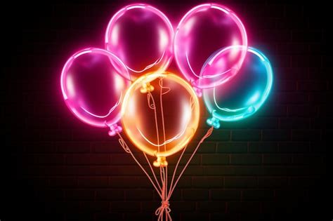 Premium Ai Image Glowing Balloon Neon Sign Lights Up The Night With