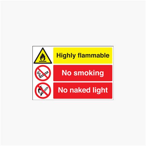 Highly Flammable No Smoking Naked Lights Plastic X Signs Safety Sign Uk