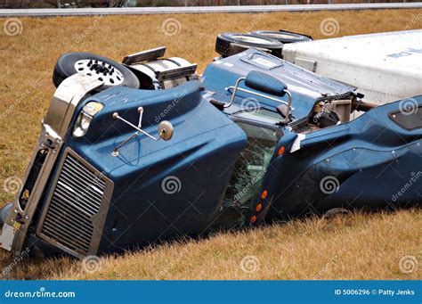 Tractor Trailer Accident Stock Photo Image Of Hiway Roll 5006296