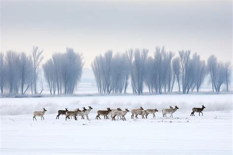 Premium AI Image | Doe deer and a snowy environment