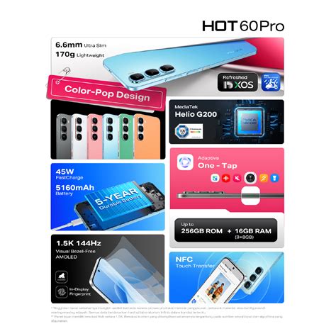Jual Infinix Hot 60 Pro 8 256GB Up To 16GB Extended RAM Helio G200 6 78 Inch 144Hz AMOLED