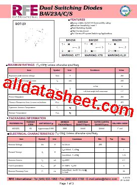 KT6 Marking BAV23C Datasheet PDF RFE International