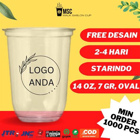 Jual Sablon Cup Gelas Plastik Pp Oz Gram Oval Starindo Murah