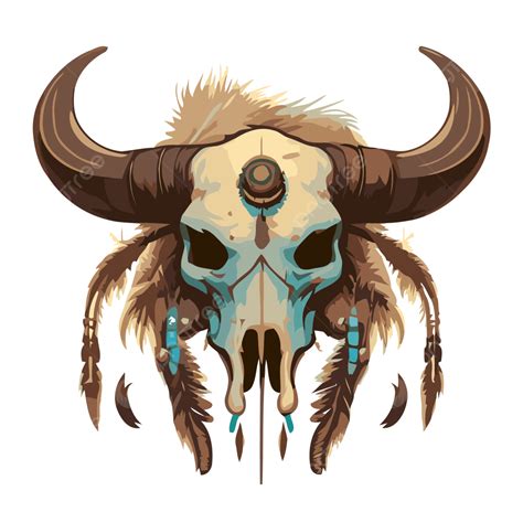 Buffalo Skull Vector Sticker Clipart An Indian Style Buffalo Skull