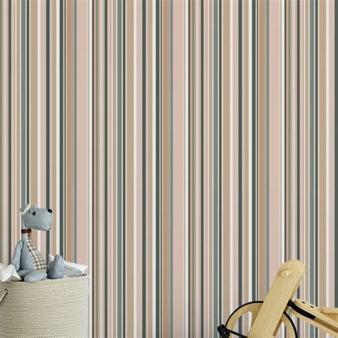 Papel De Parede Infantil Listra Em Tons De Nude Metros No Elo Lojadecoramais Ab E