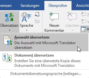 Übersetzen von Wörtern und Dokumenten in einer anderen Sprache in Word