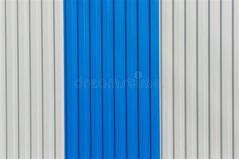 Blue White Vertical Lines Sheet Metal Plate Corrugated Texture Steel