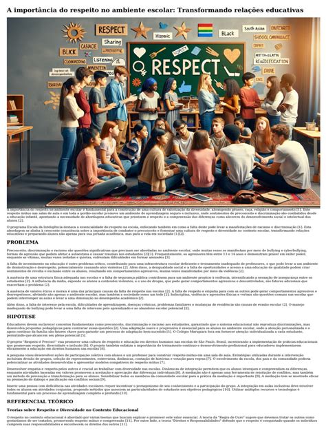 Pesquisa Sobre O Respeito - Respeito Escolar: Combate ao Preconceito | PDF | Aprendizado | Inclusão ...
