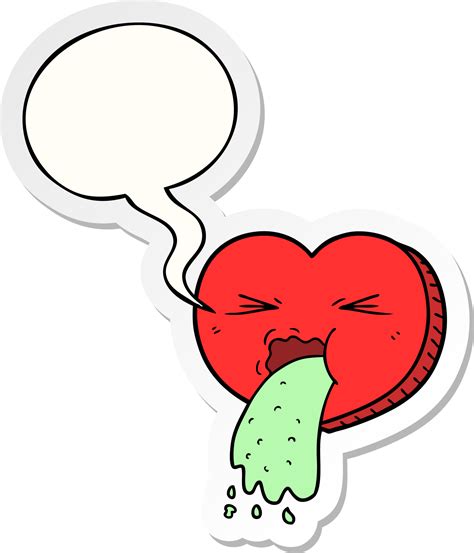 Cartoon Love Sick Heart And Speech Bubble Sticker 45277220 Png