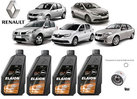 KIT TROCA DE ÓLEO RENAULT LOGAN SANDERO SYMBOL 1 6 8V K7M ÓLEO 10W40