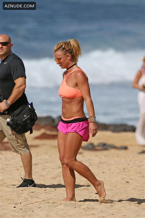 Britney Spears Topless And Sexy In A Peach Bikini At The Beach Hawaii Aznude