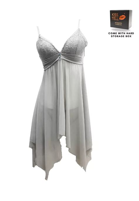 Buy Kiss Tell Premium Elvira Lingerie Corset Night Gown Nighties Teddy In Grey Online