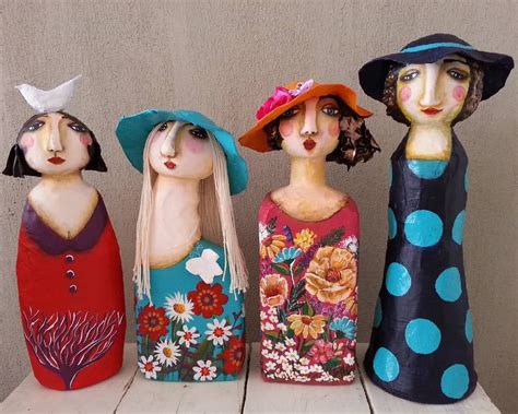 Sonjapeacockart My Latest Paper Mache Art Dolls We Are All Women