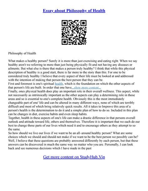 Health Essays Health Essays Essay About Philosophy Of Health Philosophy Of Health What Makes A