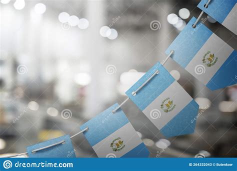 A Garland Of Guatemala National Flags On An Abstract Blurred Background