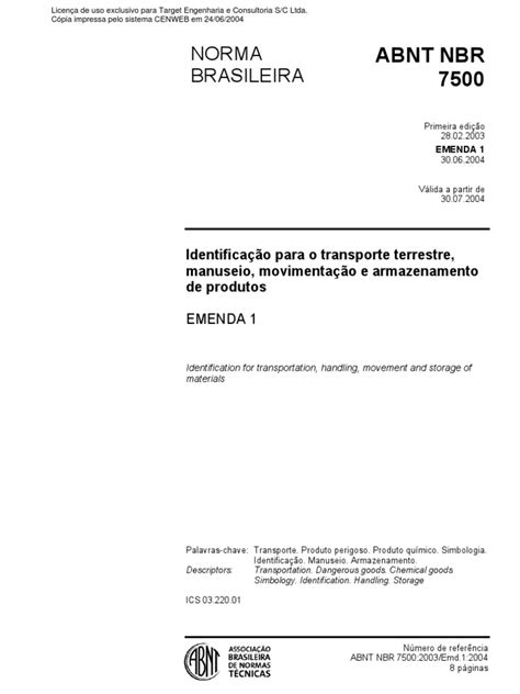 PDF ABNT NBR 7500 2003 Simbolos De Risco E Manuseio Para O Transporte