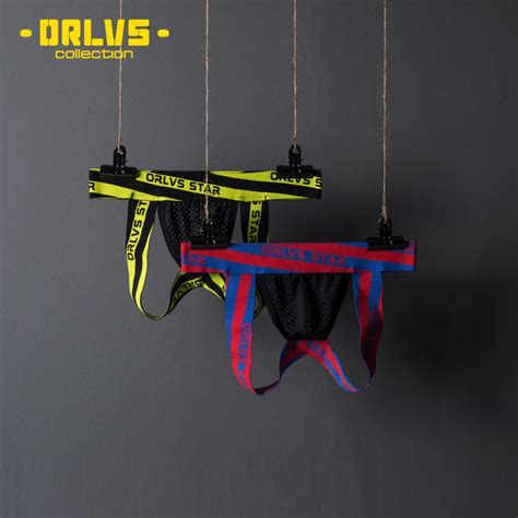 ORLVS Gay Men Thongs Sexy Sissy Jockstrap Mesh Breathable Quick Dry Low