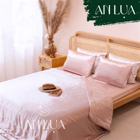 Bộ chăn drap gối 5 món An Lụa Hồng nude Shopee Việt Nam