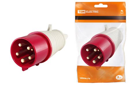 Силовая вилка 015 3Р+РЕ+N 16А 380В IP44 TDM