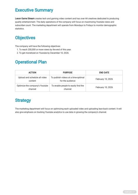 Business Operational Plan Template [Free Pdf] – Word (Doc) | Apple (Mac ...