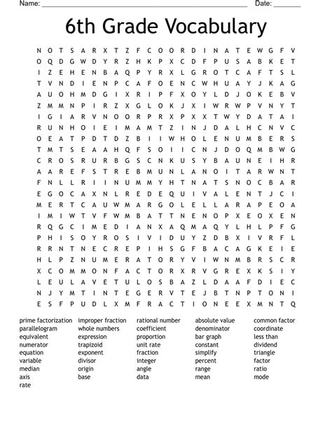 6th Grade Math Vocabulary Words Standard 6ns 1 4 And 6rp 1 3 Word