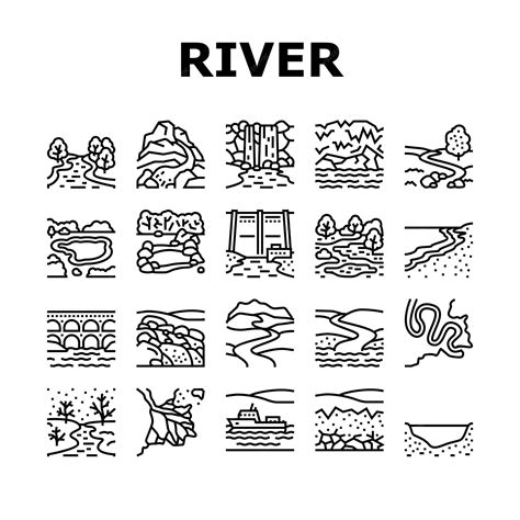 Premium Vector | River and lake nature landscape icons set vector