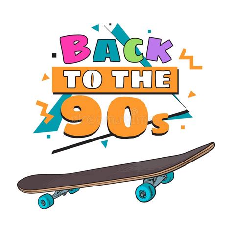 Back To The 90s Poster Banner Template With Skateboard Stock Vector