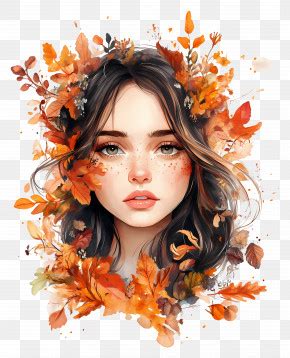 autumn girl autumn woman portrait  leaves png