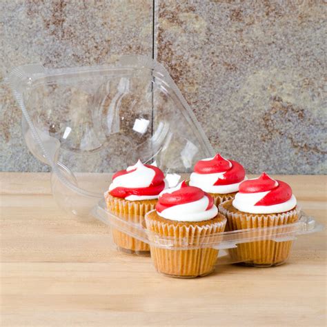 4 Compartment Clear Hinged High Dome Cupcake Container 225 Case