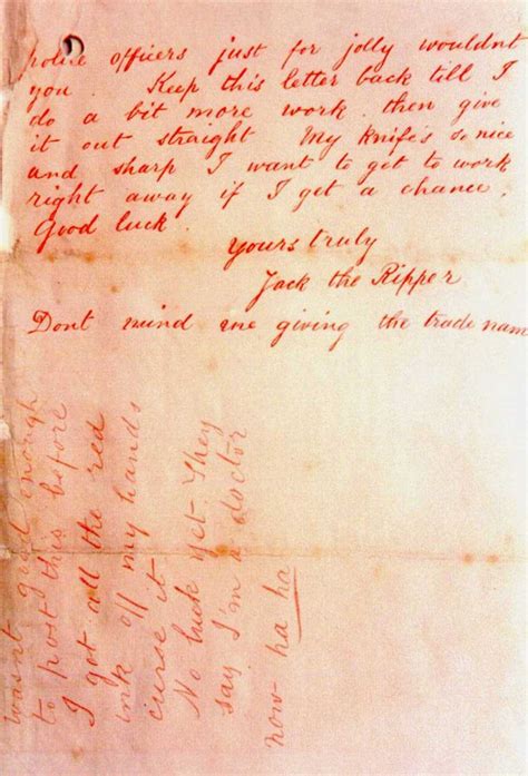 The Dear Boss Jack The Ripper Letter