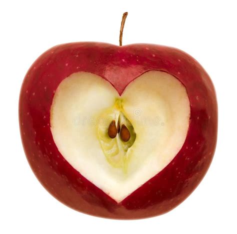 Apple With Heart Shape Red Apple With A Heart Symbol Isolated On White