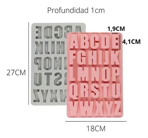 Molde Silicona Abecedario Letras 4cm Chocolate Cemento Jabon En Venta