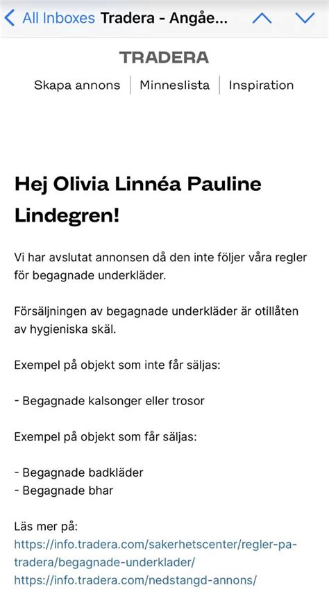Tradera stoppar Robinson Olivias otvättade bikini