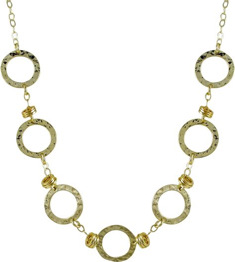 Amazon | Grace Harper Hammeredゴールド仕上げ円Station Necklace , 16 " + 2