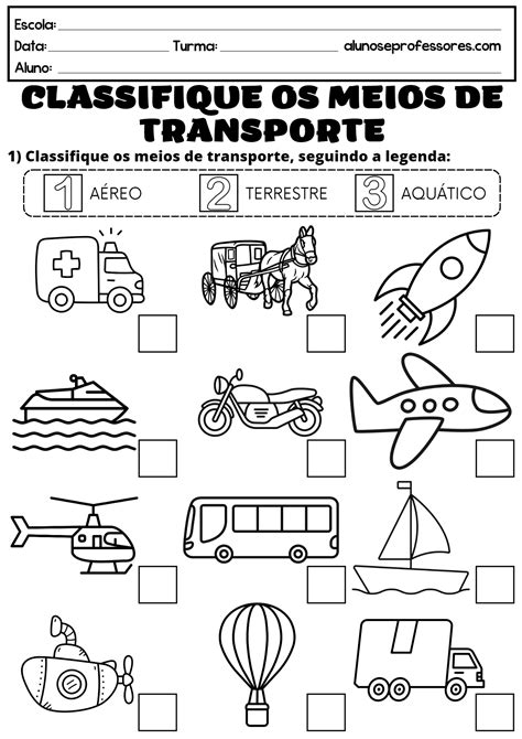 Atividades Meios De Transporte Educação Infantil Maternal