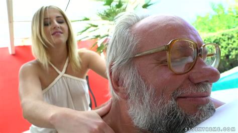 Provocative Blonde Aria Logan Fucks Horny Old Fart In The Poolside