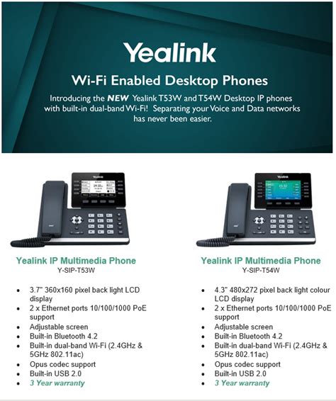 Yealink Wireless Wi Fi Desktop Phones
