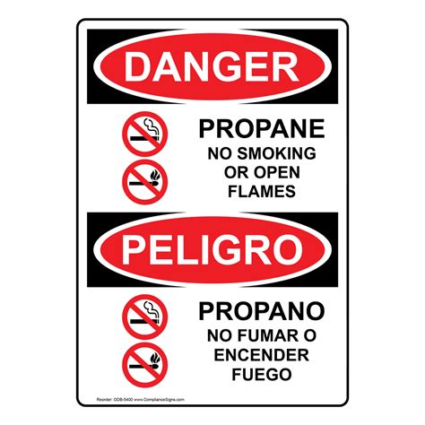 Osha Danger Propane No Smoking Or Open Flames Sign Odb 5400 Propane
