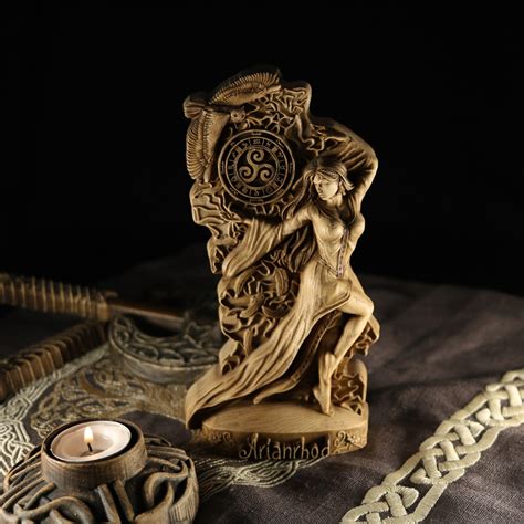 Arianrhod Moon Goddess Wooden Goddess Statue Celtic Goddess Art