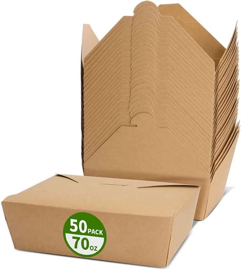 Pack Large Take Out Food Containers Microwavable Kraft Brown Paper