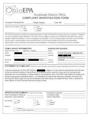 Fillable Online Redacted Oepa Complaint Investigation Form Former Va