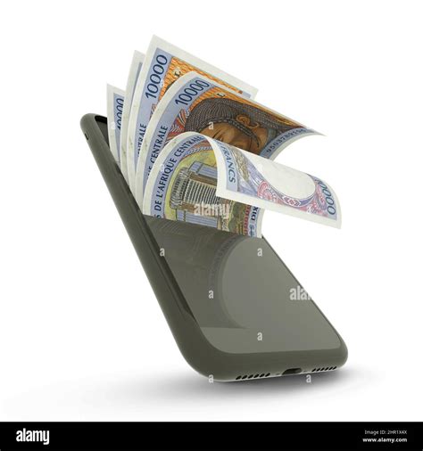 3d Rending Of 10000 Central African Cfa Franc Notes Inside A Mobile