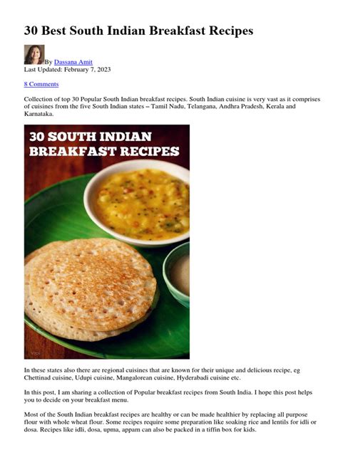 30 Best South Indian Breakfast Recipes | PDF | Indian Cuisine | Food