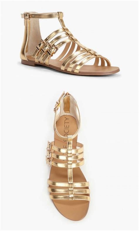 Strappy Gold Gladiator Sandals With An Easy Back Zipper And Gold Toned