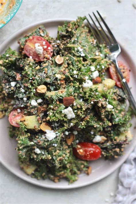 Summer Quinoa Kale Salad With Tahini Dressing Hummusapien