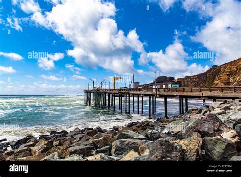 The Fishing Pier And Boat Launch At Point Arena California Stock Photo