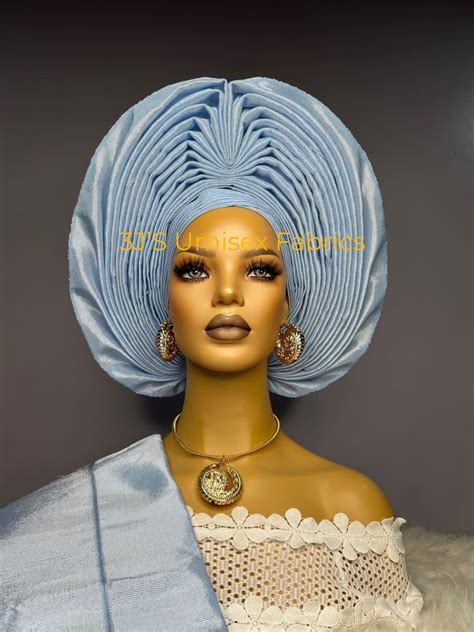 African Aso Oke Auto Gele Ipele And Fila Ready To Wear Gele Nigeria