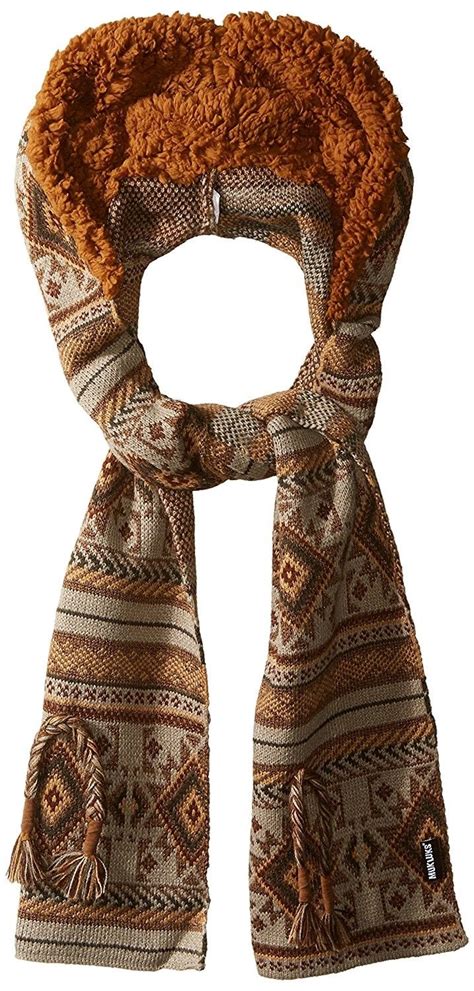 Women's Safari Fair Isle Hooded Scarf - Brown - CX125VWST3D - Scarves ...